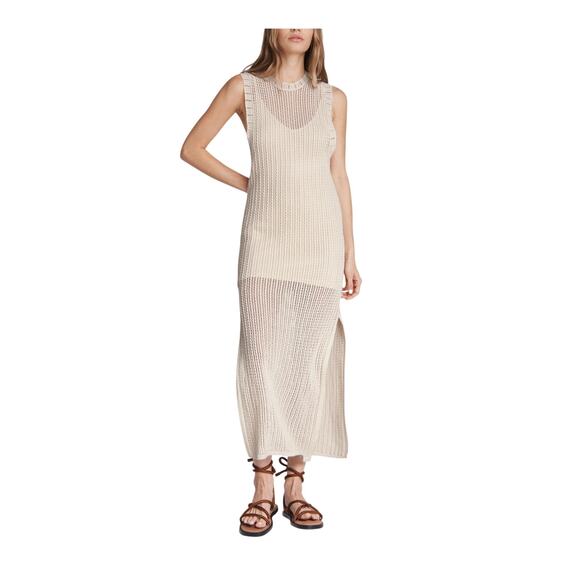 Rag & Bone 'Riley' Beige Cotton Crew Midi Dress Size S